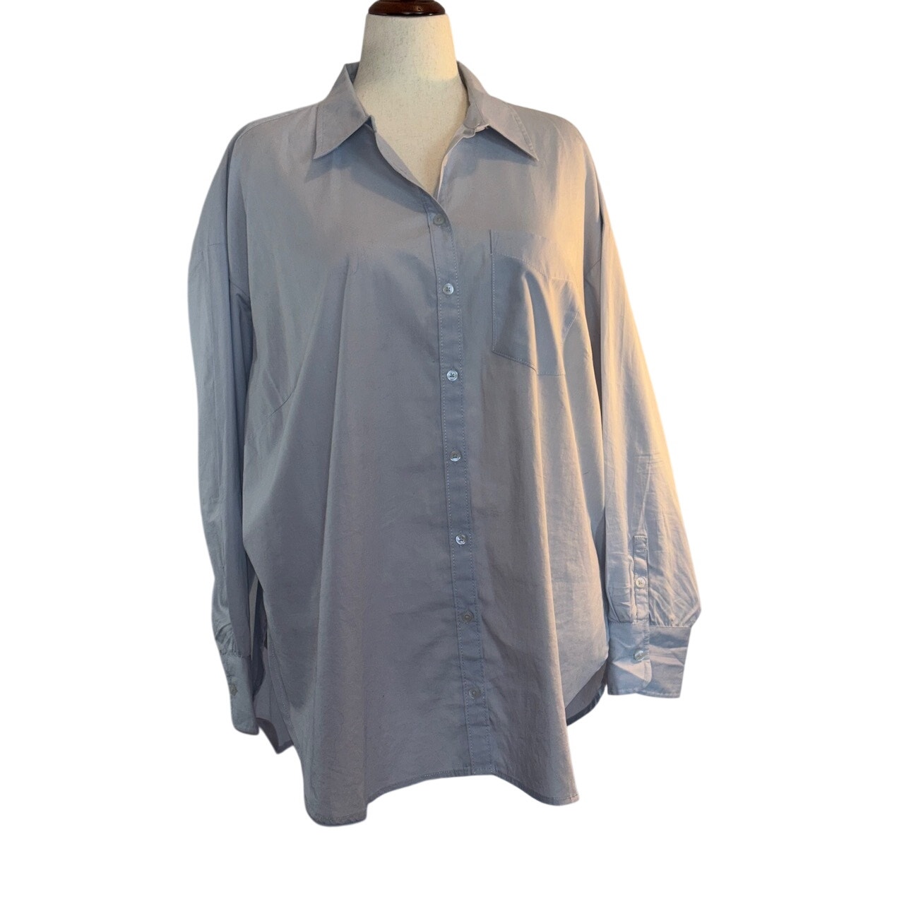 Maeve By Anthropologie Shirt Light Blue 100% Cotton Button Close W/ Extras 1x
